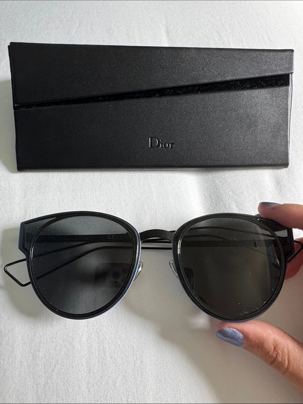 Dior Black Metal Geometric Cat-Eye Sunglasses